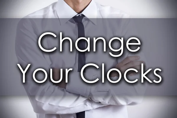 あなたの時計 - テキストと青年実業家 - ビジネス濃度を変更します。 — ストック写真