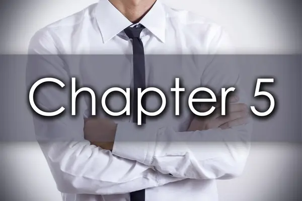 Capítulo 5 - Jovem empresário com texto - conceito de negócio — Fotografia de Stock