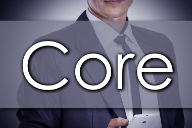 Çekirdek - metin ile genç işadamı - iş kavramı