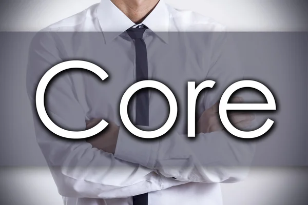 Core - młody biznesmen z tekstem - koncepcja biznesowa — Zdjęcie stockowe