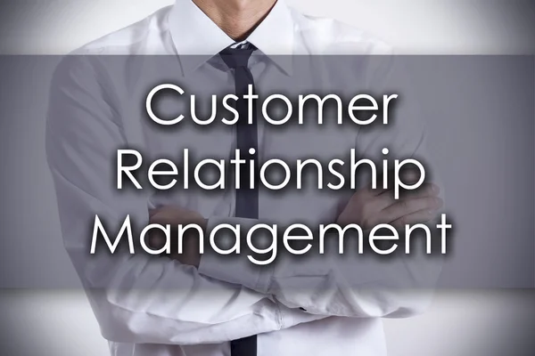 Customer Relationship Management - Jeune homme d'affaires avec texte  - — Photo