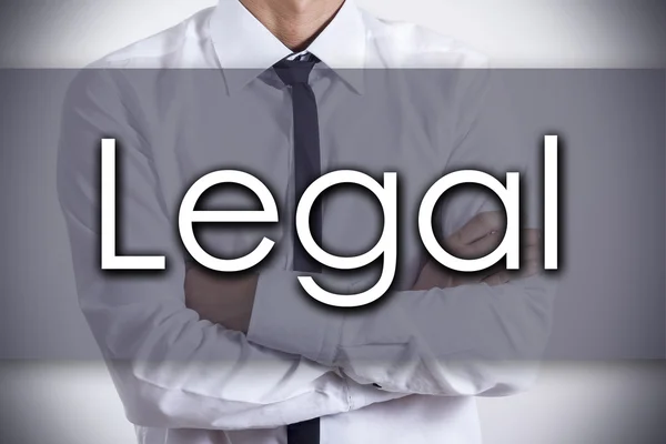 Юридическая - Молодой бизнесмен с текстовой - бизнес-концепцией — стоковое фото