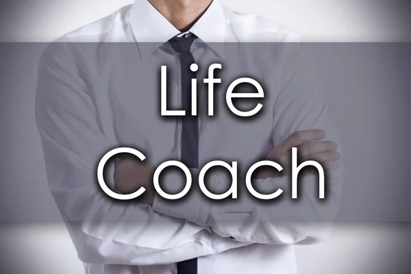 Life Coach - молодий бізнесмен з текстом - бізнес-концепція — стокове фото