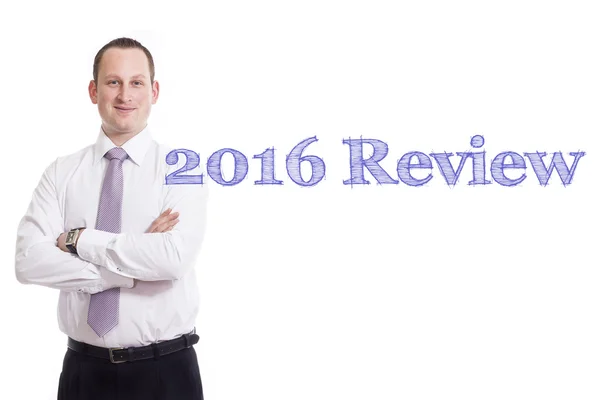 2016 Revisión - Joven hombre de negocios con azul —  Fotos de Stock