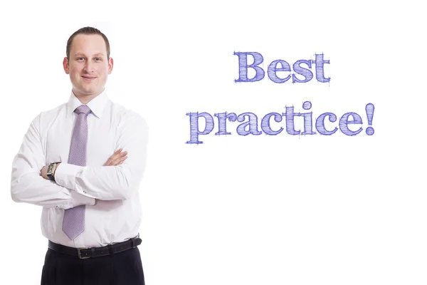 Best Practice - Jungunternehmer mit blauem Text — Stockfoto