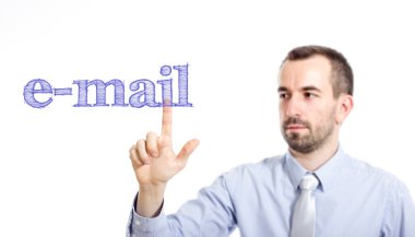 e-posta-mavi metin ile genç işadamı