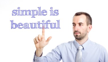 basit güzel - mavi metin ile genç işadamı