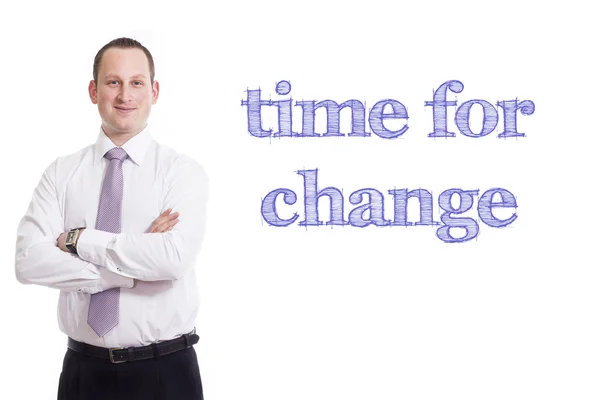 Time for Change - Giovane imprenditore con testo blu — Foto Stock