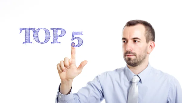 Top 5 - Jungunternehmer mit blauem Text — Stockfoto