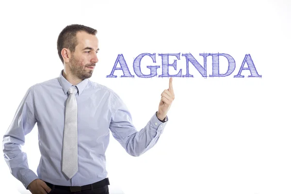 AGENDA - Joven empresario con texto azul —  Fotos de Stock