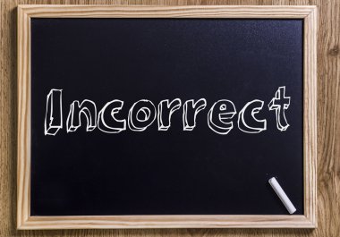 Yanlış - 3d anahatları belirlenmiş metin ile yeni yazı tahtası