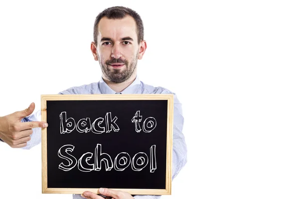 Zurück zur Schule - Jungunternehmer mit Tafel — Stockfoto