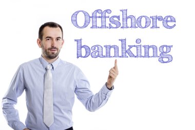 Offshore Bankacılık - mavi metin ile genç işadamı