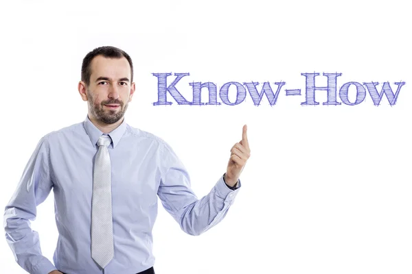 Know-How - Joven hombre de negocios con texto azul —  Fotos de Stock