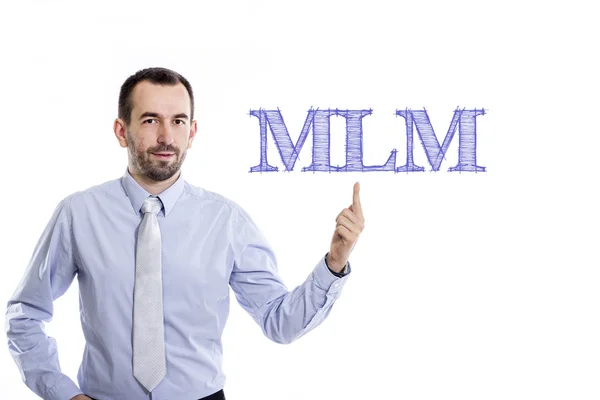 Mlm - Jungunternehmer mit blauem Text — Stockfoto