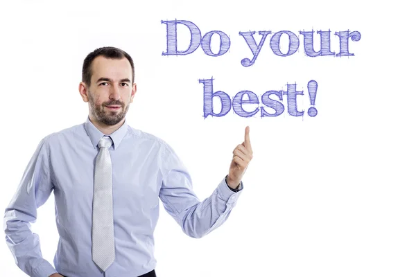 Do your best! - Young businessman with blue text — Stock Photo, Image