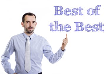 En iyi - mavi metin ile genç işadamı