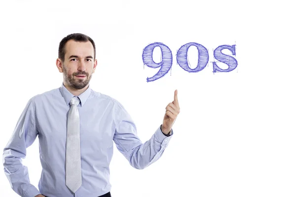 90s - Joven empresario con texto azul —  Fotos de Stock
