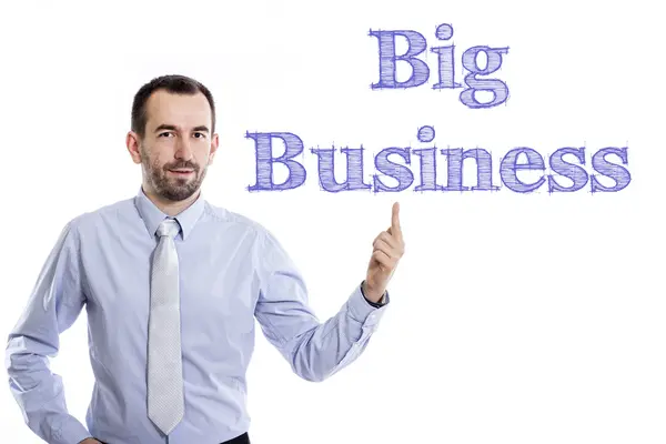 Big Business - jonge zakenman met blauwe tekst — Stockfoto