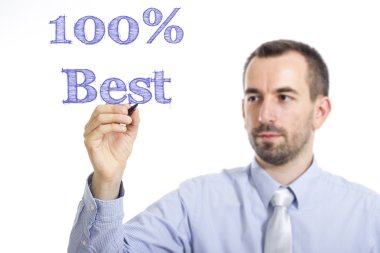 yüzde 100 Best - genç işadamı mavi metin yazma