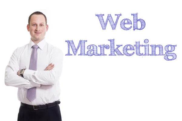 Marketing Web - Joven hombre de negocios con texto azul — Foto de Stock