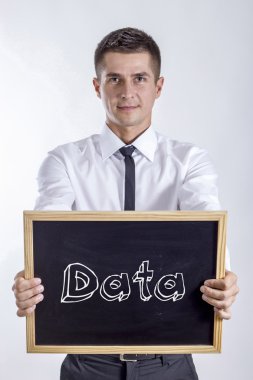 Veri - genç işadamı metin ile kara tahta holding