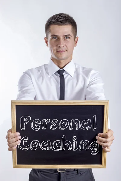 Personal Coaching - Giovane imprenditore che tiene la lavagna — Foto Stock