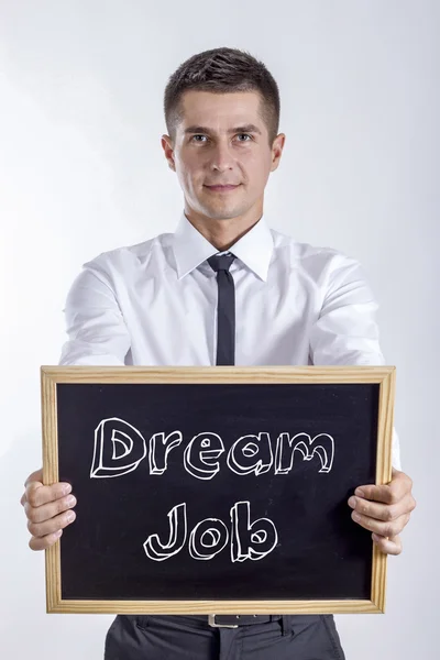 Traumjob - Jungunternehmer mit Kreidetafel — Stockfoto