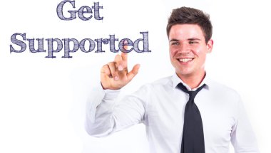 -Metne temas işadamı gülümseyen genç taraftar