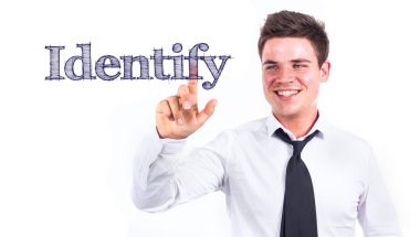 -Tanımlayan işadamı metne temas gülümseyen genç