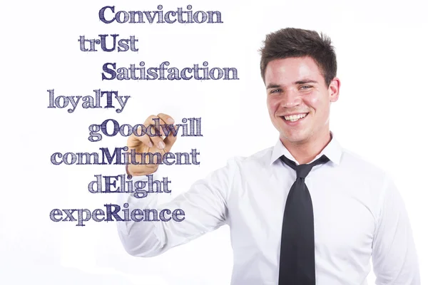 Überzeugung Vertrauen Zufriedenheit Loyalität Gooodwill Engagement delig — Stockfoto