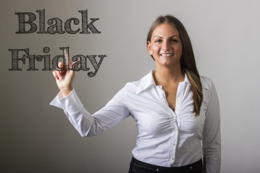 Black Friday - şeffaf yüzeylere güzel kız