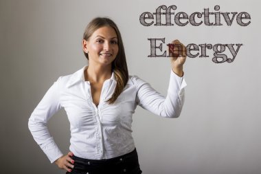 Etkili enerji - güzel kız saydam yüzey üzerine yazma