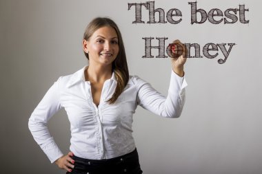 En iyi bal - güzel kız saydam yüzey üzerine yazma