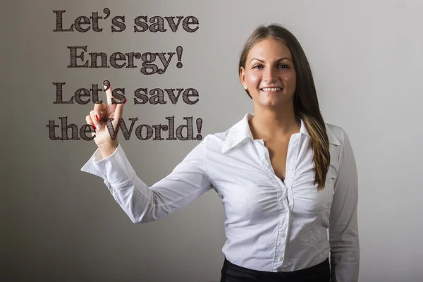 Šetřme energií! Jdeme zachránit svět! -Krásná dívka — Stock fotografie
