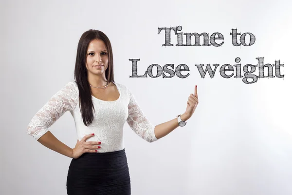 Время похудеть - Красивая деловая женщина указывает — стоковое фото