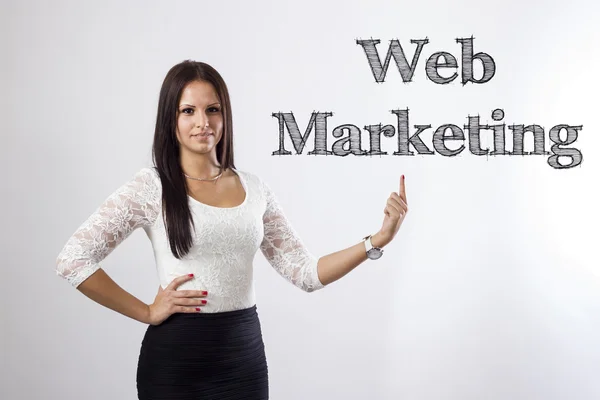 Web Marketing - Belle femme d'affaires pointant — Photo