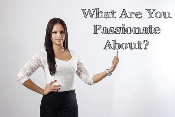 What Are You Passionate About? - Beautiful businesswoman pointin — Stock Photo, Image