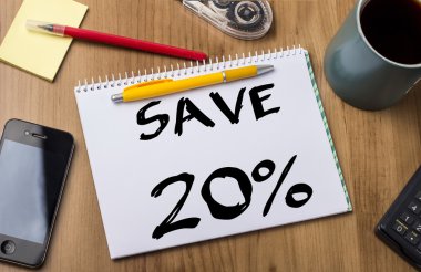 Yüzde 20 - Not Defteri ile metin üzerinde ahşap masa kaydetmek