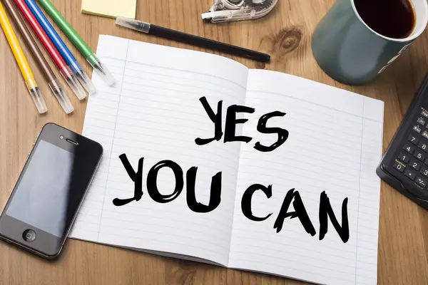 YES YOU CAN - Note Pad With Text On Wooden Table — Stock Photo, Image