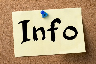 Bilgi - yapışkanlı etiket bulletin board tutturulmuş.