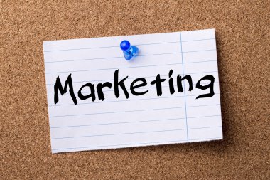 Pazarlama - kalçası Not kağıt tutturulmuş bulletin board