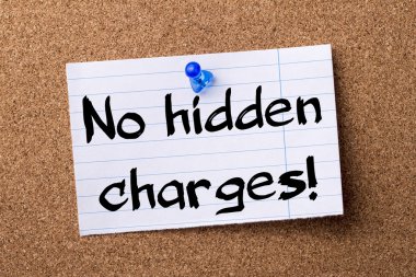 Hiçbir gizli masraf! -Kalçası Not kağıt tutturulmuş bulletin board