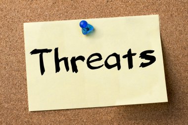 Tehditler - yapışkanlı etiket bulletin board tutturulmuş.