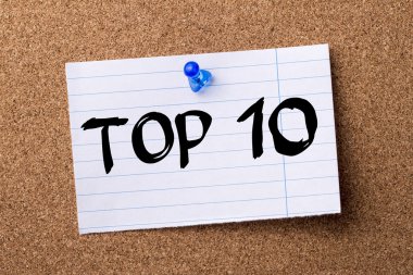 En iyi 10 - kalçası not kağıdı bulletin board tutturulmuş.