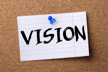 Vizyon - kalçası not kağıdı bulletin board tutturulmuş.
