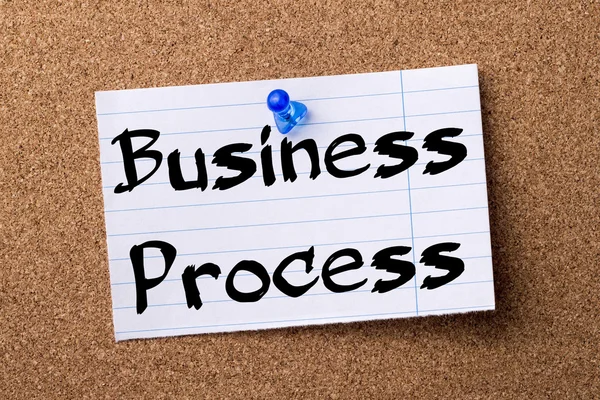 Business Process - teared note paper  pinned on bulletin board — Stock Photo, Image