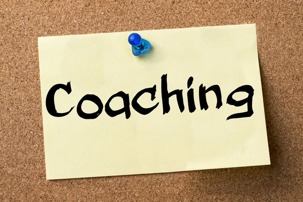 Coaching - adhesive label pinned on bulletin board — Stock Photo, Image