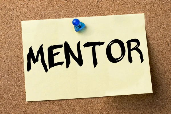 MENTOR - adhesive label pinned on bulletin board