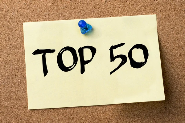 Top 50 - nalepka przypięte na tablicy ogłoszeń — Zdjęcie stockowe